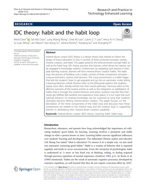 theories about study habits|IDC theory: habit and the habit loop .